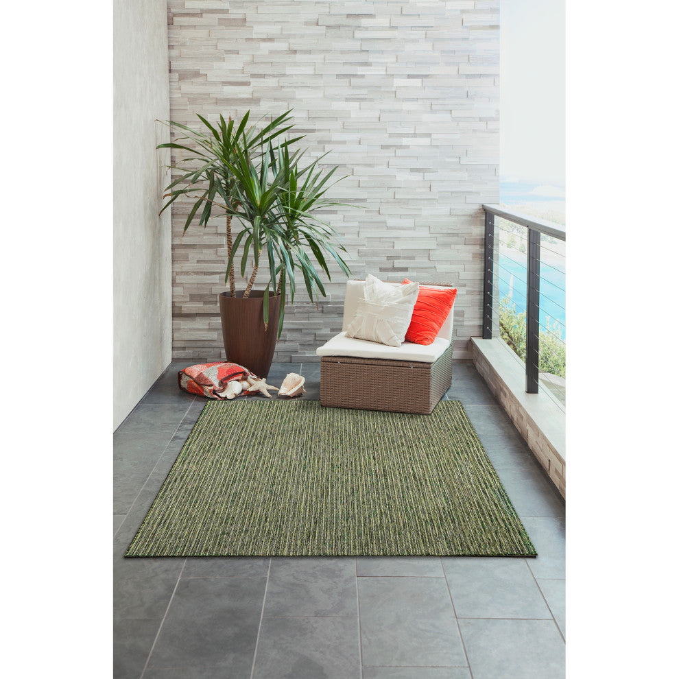 Carmel Texture Stripe Indoor/Outdoor Rug, Green, 7'10"x9'10"