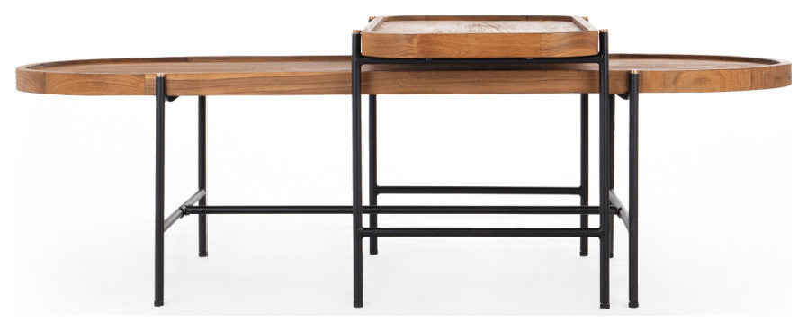 Oval Wooden Tray Coffee Table Set, dBodhi Coco, 17/25"w X 33/63"d X 19/16"h