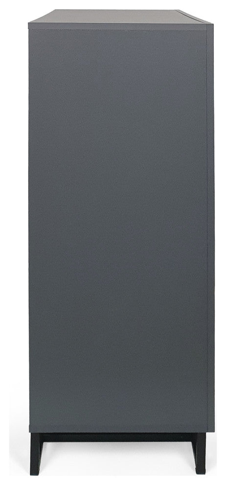GDF Studio Modern 4-Drawer Wood Dresser With Iron Base, Charcoal Gray/Black
