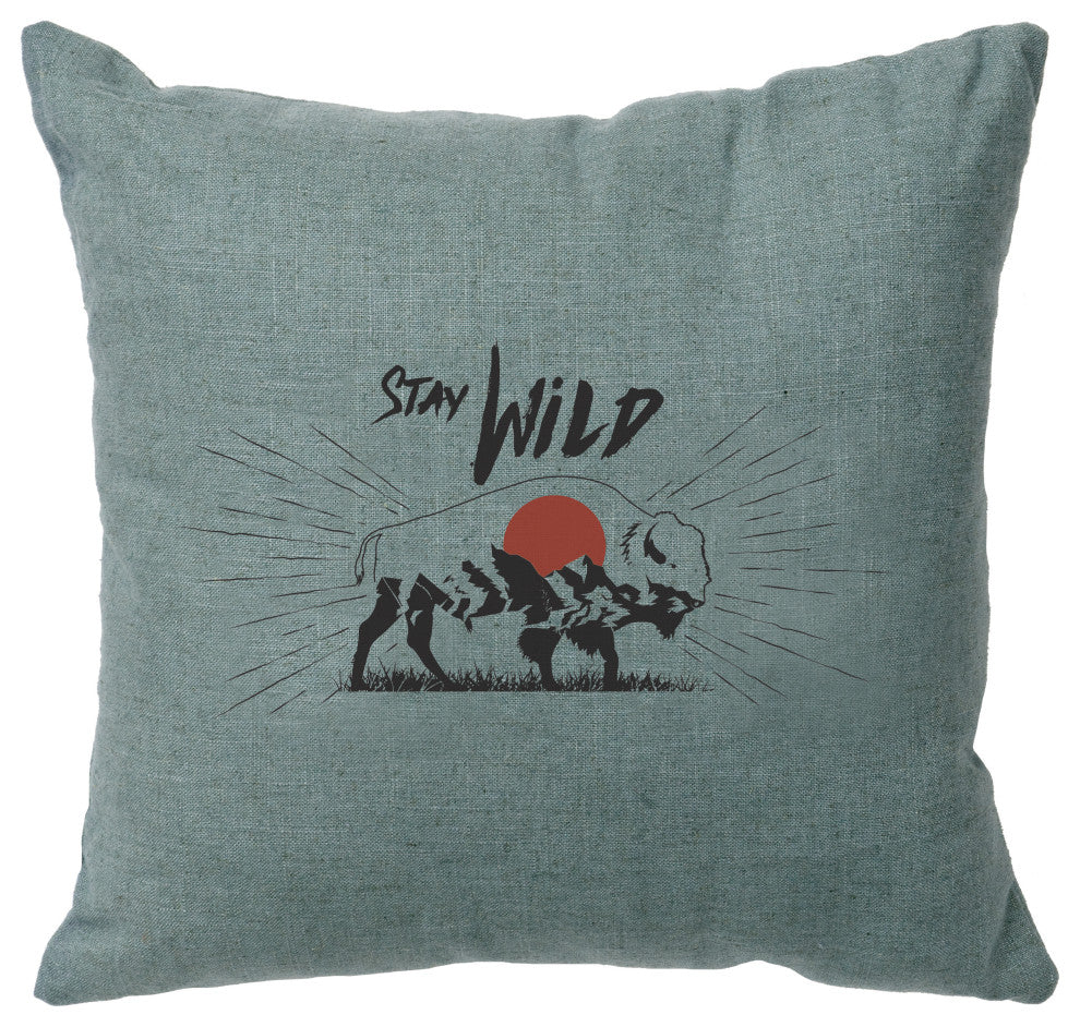 Image Pillow 16x16 Stay Wild Linen Ocean