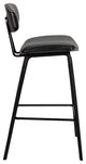 Fox 25.5" Mid-Century Counter Height Barstool, Black Faux Leather