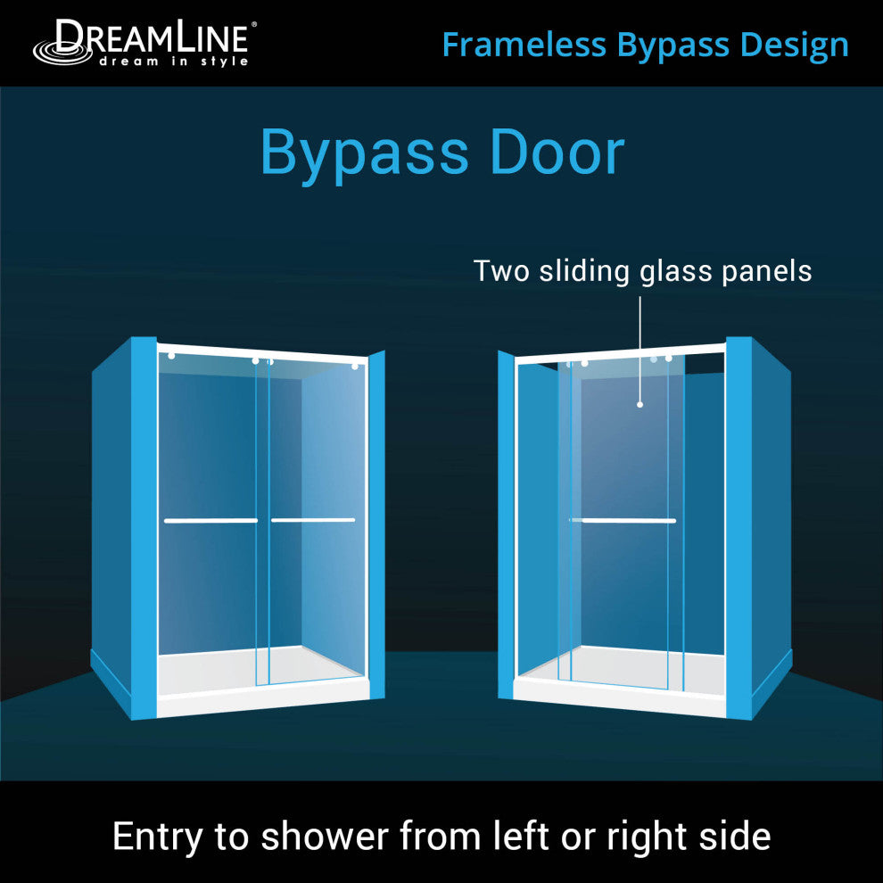 DreamLine Charisma 34x60x78 3/4 Bypass Shower Door Chrome, LD Biscuit Base