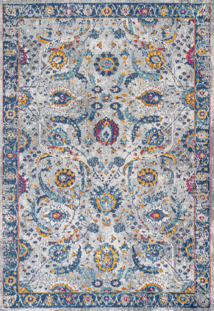 Izil Modern Persian Light Gray/Blue 3'x5' Area Rug