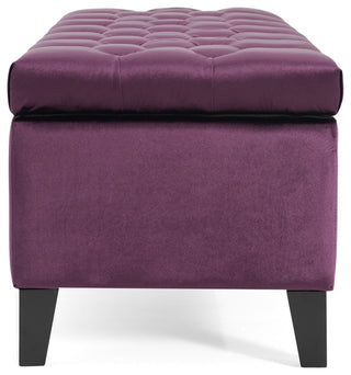 GDF Studio Ottilie Contemporary Button-Tufted Storage Ottoman Bench, Purple