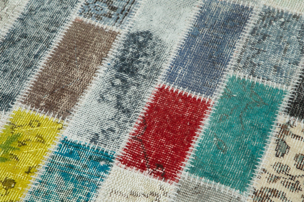Rug N Carpet - Handwoven Turkish 3' 1" x 9' 11" Overdyed Patchwork Runner Rug