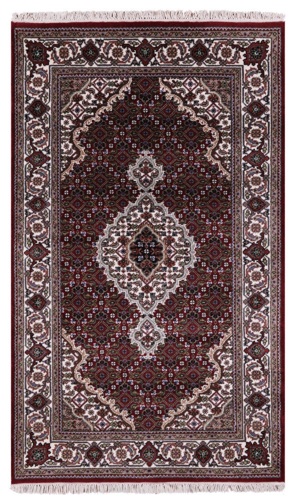 3' 1" X 5' 2" Persian Tabriz Hand Knotted Wool and Silk Rug Q8919