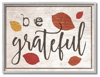 Stupell Industries Be Grateful Fall Leaves Typography, 11 x 14