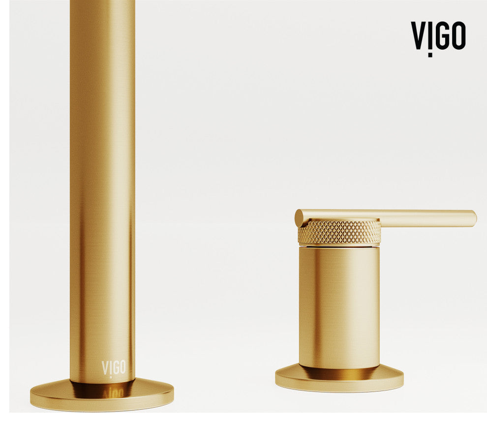 VIGO Sterling 7" H 2-Handle Widespread Bathroom Faucet, Matte Brushed Gold