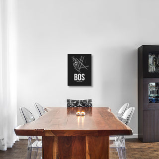"BOS Boston Airport Black" Fine Art Print