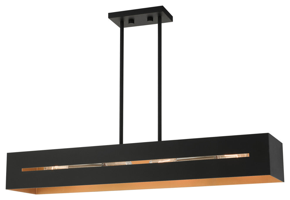 Textured Black With Brushed Nickel Accents Urban, Industrial, Linear Chandelier