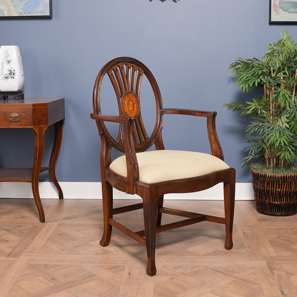 Round Back Inlaid Arm Chair