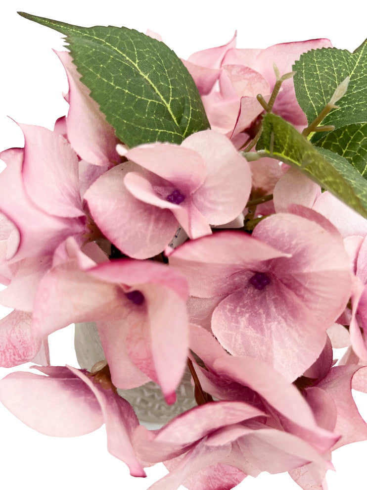 Admired By Nature Faux Hydrangea Tabletop Floral Arrangement, 7", Pink