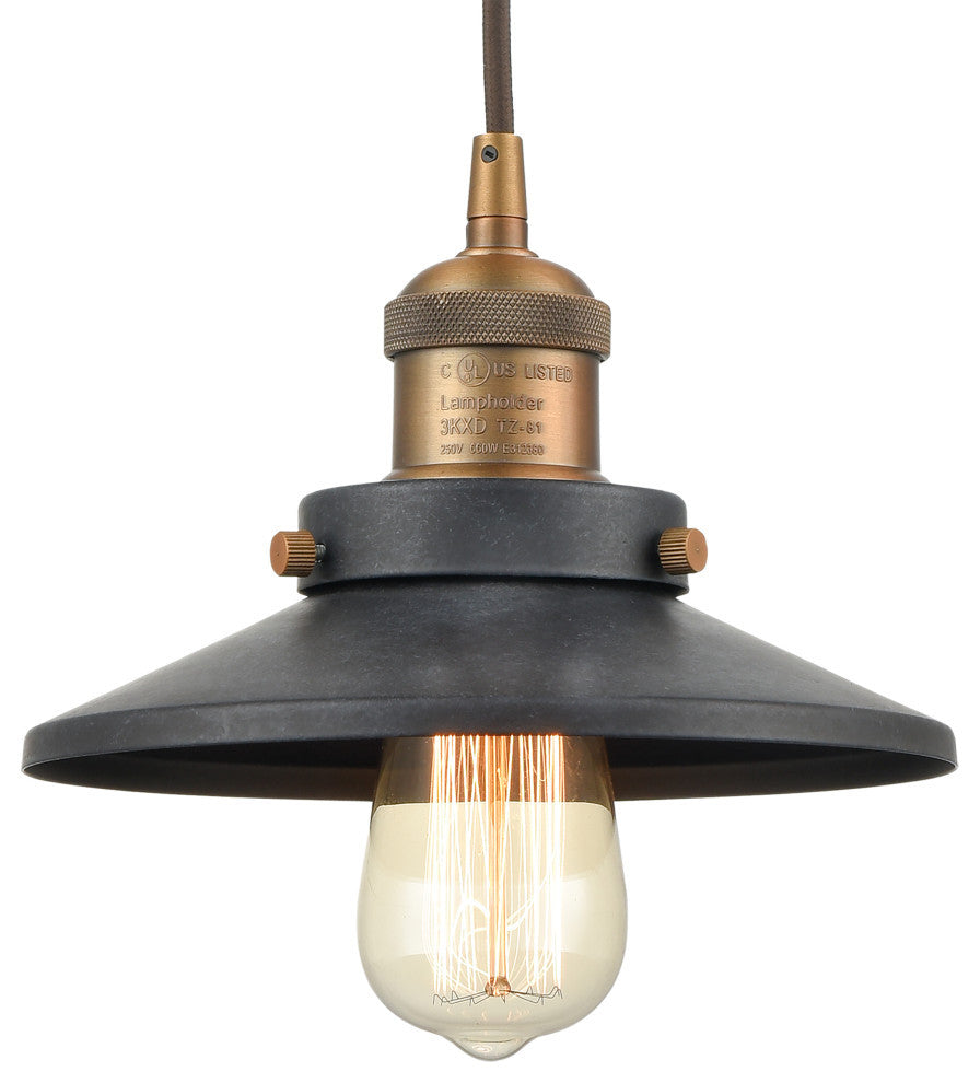 Elk Home English Pub 8" 1-Light Metal Mini Pendant in Tarnished Graphite Black