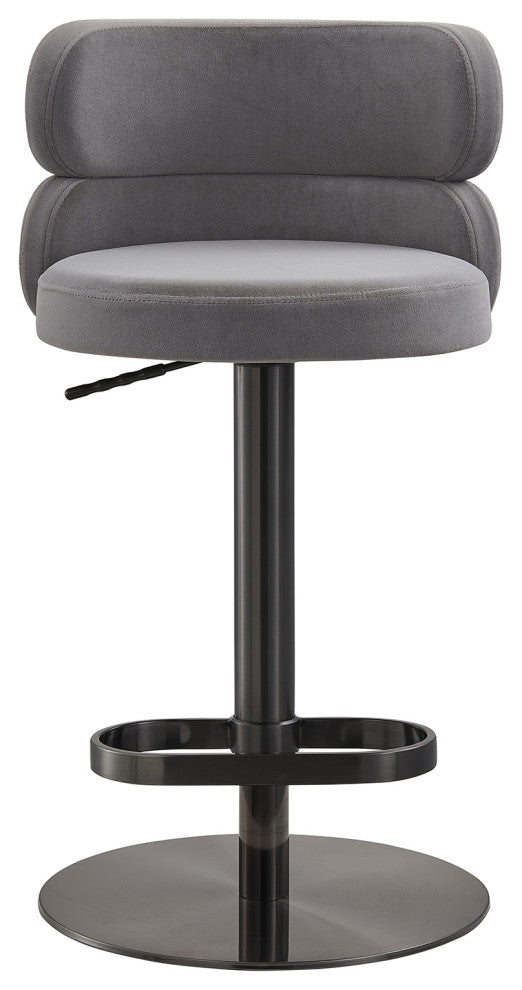 LUXMOD Velvet Counter Bar stool with Height Adjustable and Swivel, Grey