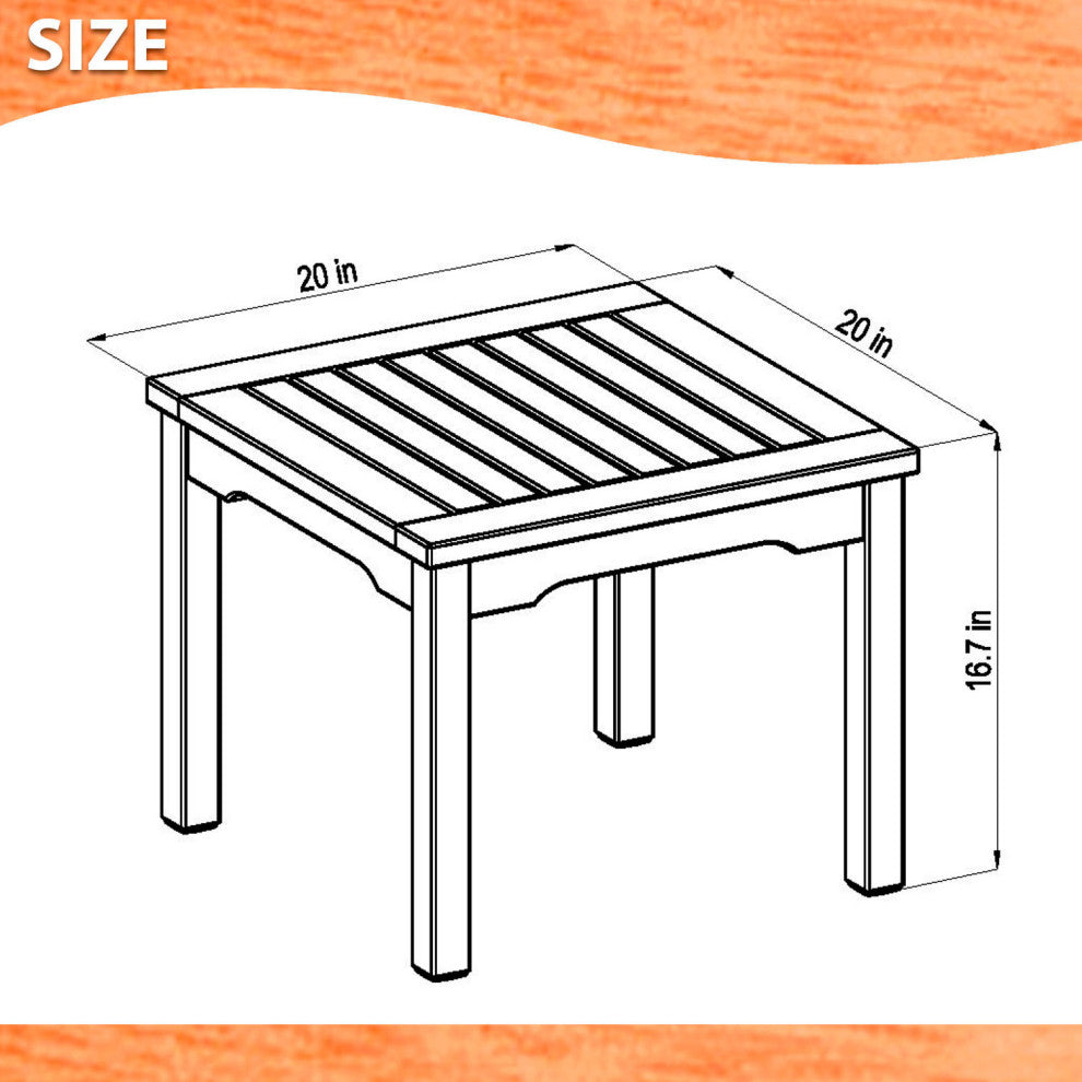 Amazonia Kingsbury 1-piece Square and Durable Side Table | Eucalyptus Wood