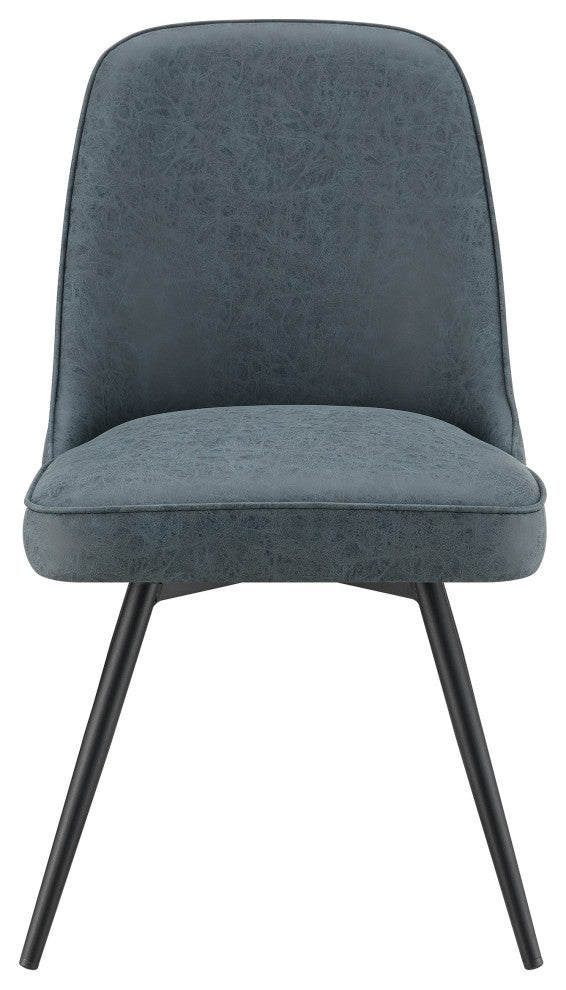 Penton Swivel Chair 2-Pack, Navy Faux Leather With Black Legs