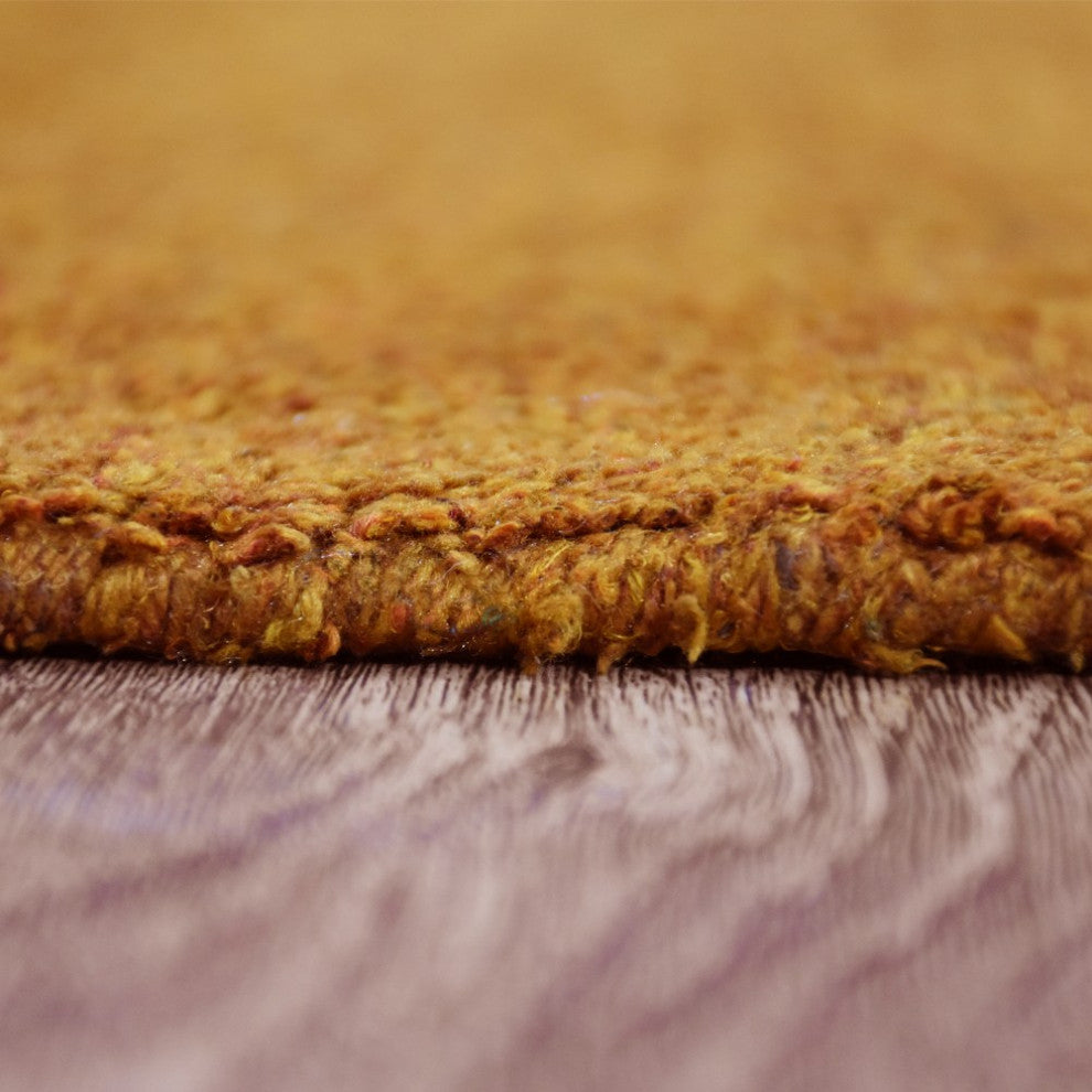Hand Knotted Loom Silk Mix Area Rug Solid Gold