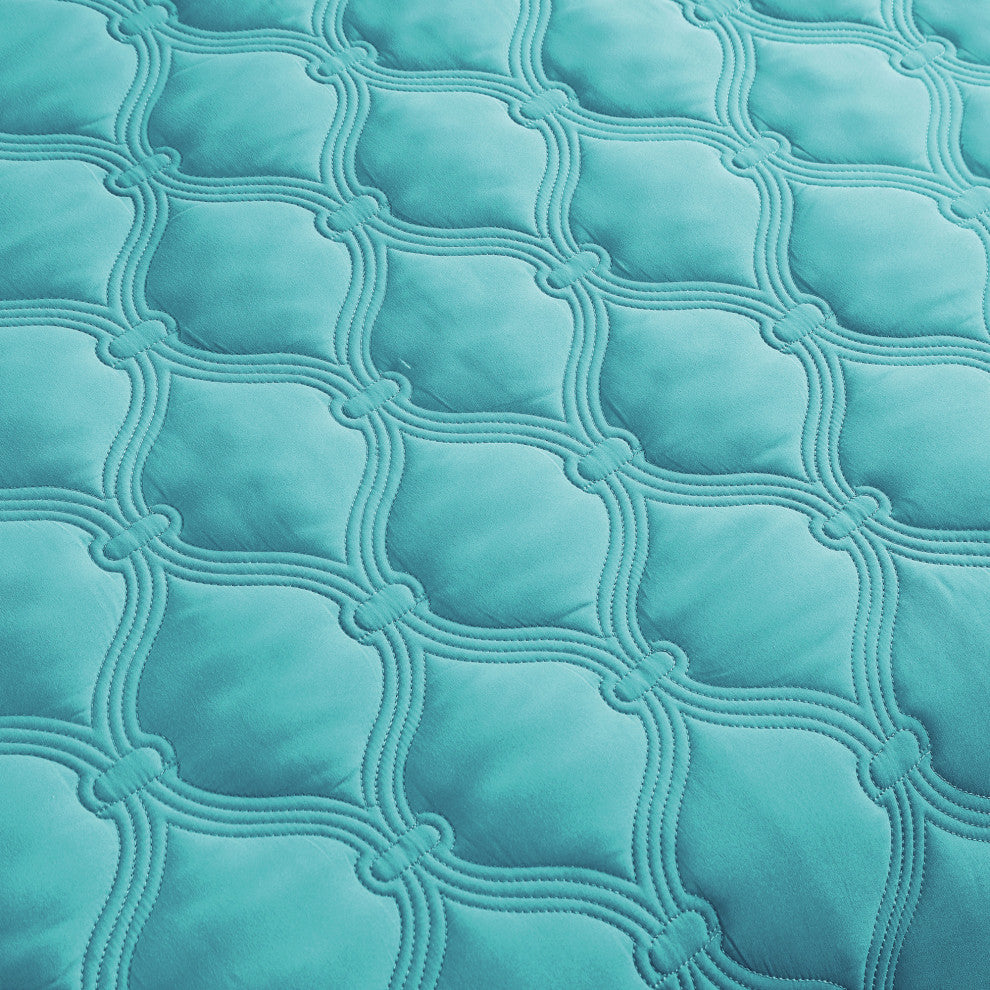 Bradly Down Alternative Quilted Bed Spread Set, Teal, Queen