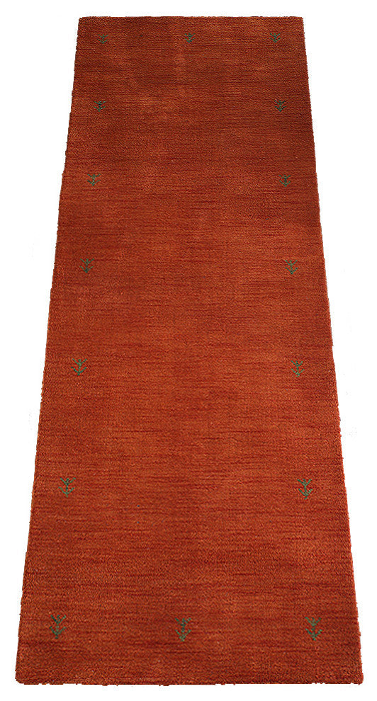 HAND KNOTTED LOOM WOOL ECO-FRIENDLY AREA RUGS - Runner, Orange, Contemporary