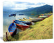 Color Boats in Phewa Lake, Boat Canvas Art Print, 20"x12"
