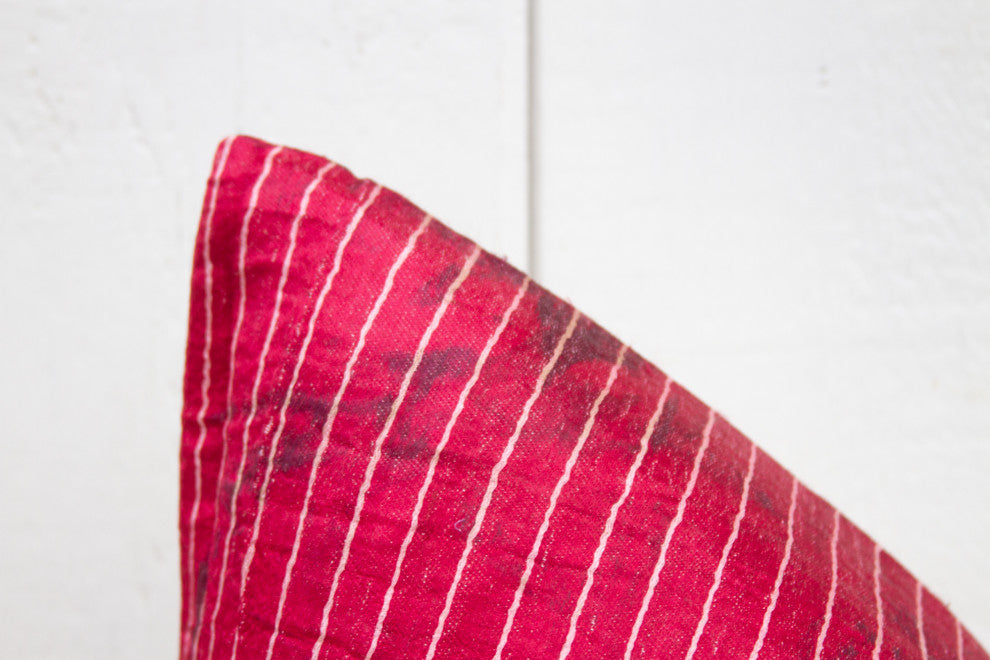Set of Two Antique Mashru Tribal Lumbar Pillows