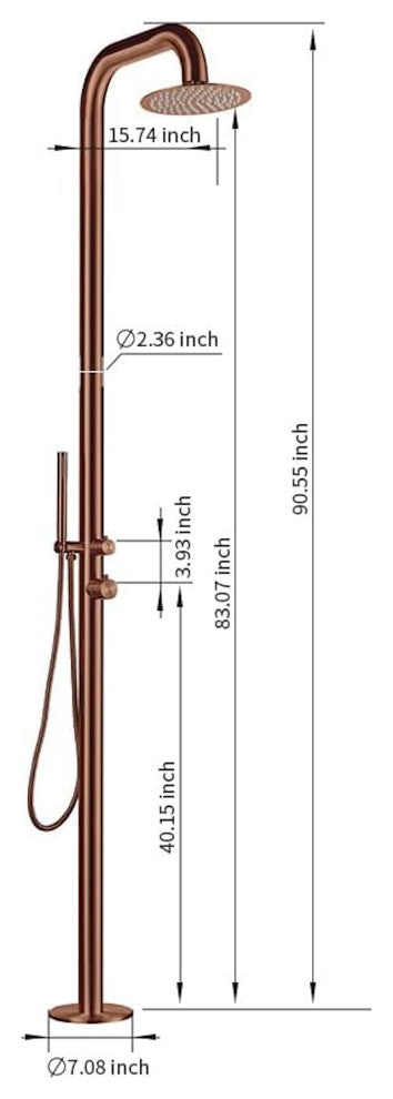 HEATGENE Stainless Steel Outdoor Shower with Handheld Showerhead, Rose Gold