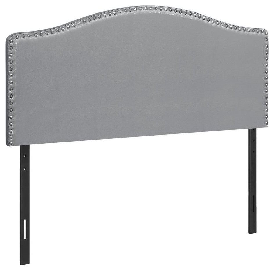 Bed, Headboard Only, Queen Size, Bedroom, Upholstered, Grey Leather Look