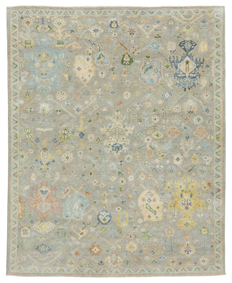 Preston Hand-Knotted Wool Traditional Grey/ Multi Area Rug 8' x 10'