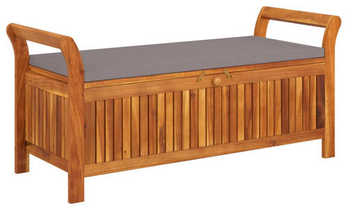 vidaXL Outdoor Storage Bench Patio Deck Box with Cushion Solid Wood Acacia