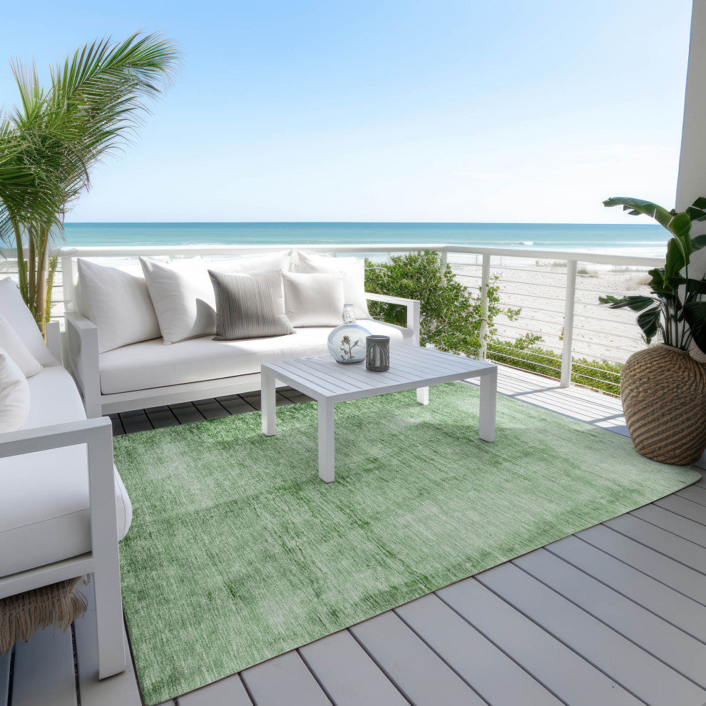 Machine Washable Indoor/Outdoor Chantille ACN1884 Green 9' x 12' Rug