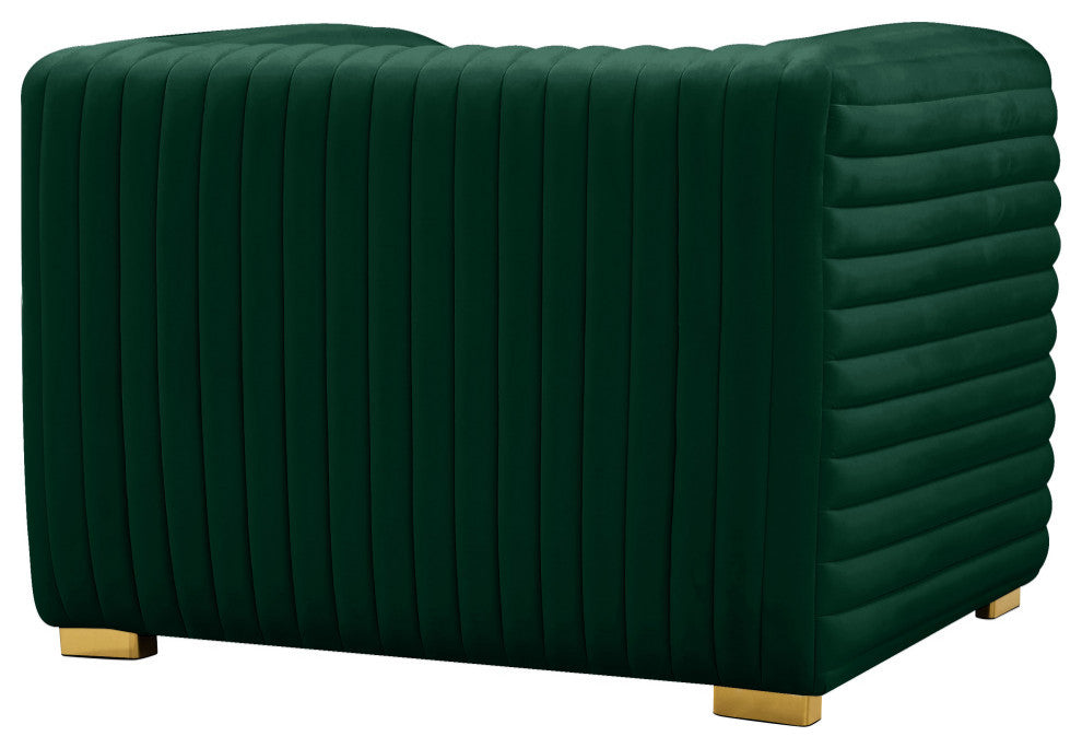 Ravish Velvet Upholstered Chair, Green, Chair