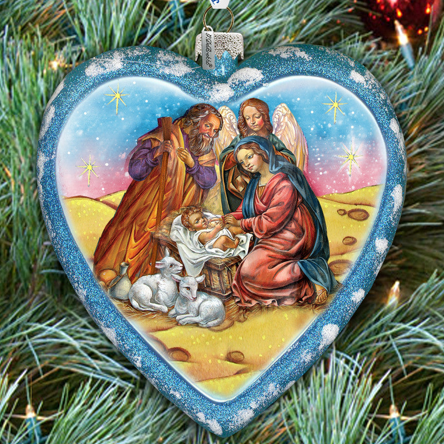 Hand Painted Scenic Glass Ornament Limited Edition Nativity