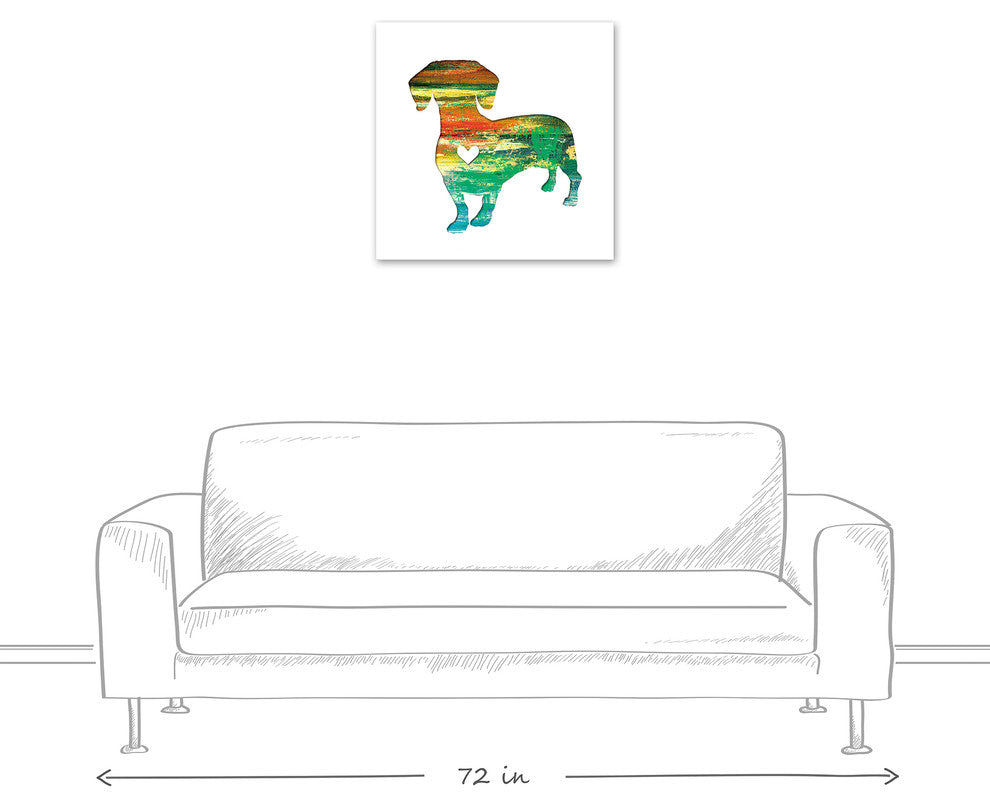Designs Direct Creative Group Paint Silhouette Dachshund 24x24 Canvas Wall Art