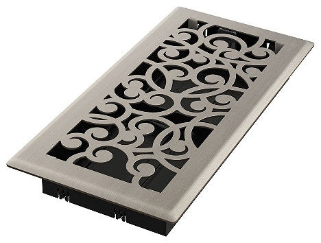 Wonderland Floor Register, Brushed Nickel, 4x10