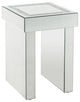 Benzara BM280308 Square End Accent Table, Mirrored, Faux Diamond Inlay, Silver