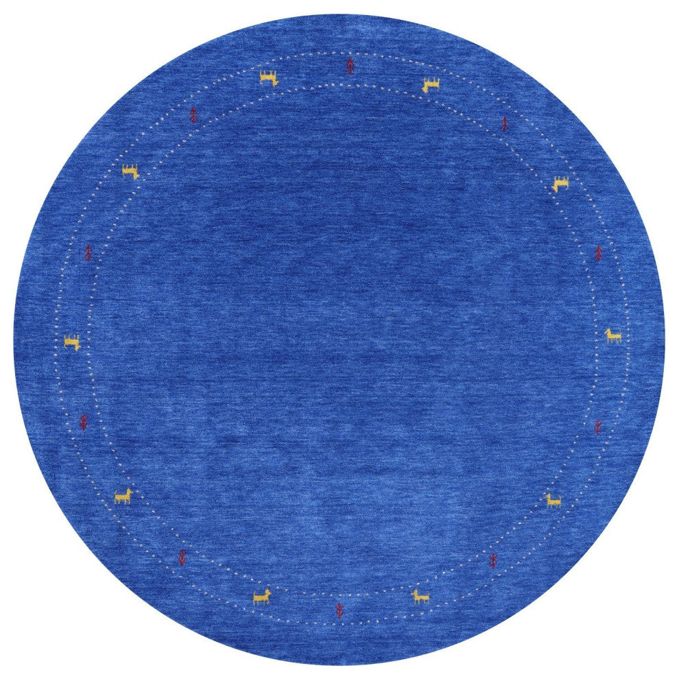 8' Round Hand Knotted Persian Gabbeh Rug Q4372