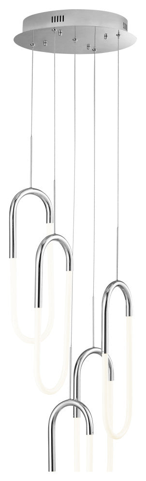 Five Clips Dimmable Integrated LED Chandelier, Chrome, Without Smart Dimmer