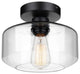 1-Light Drum Glass Shaded Semi Flush Mount