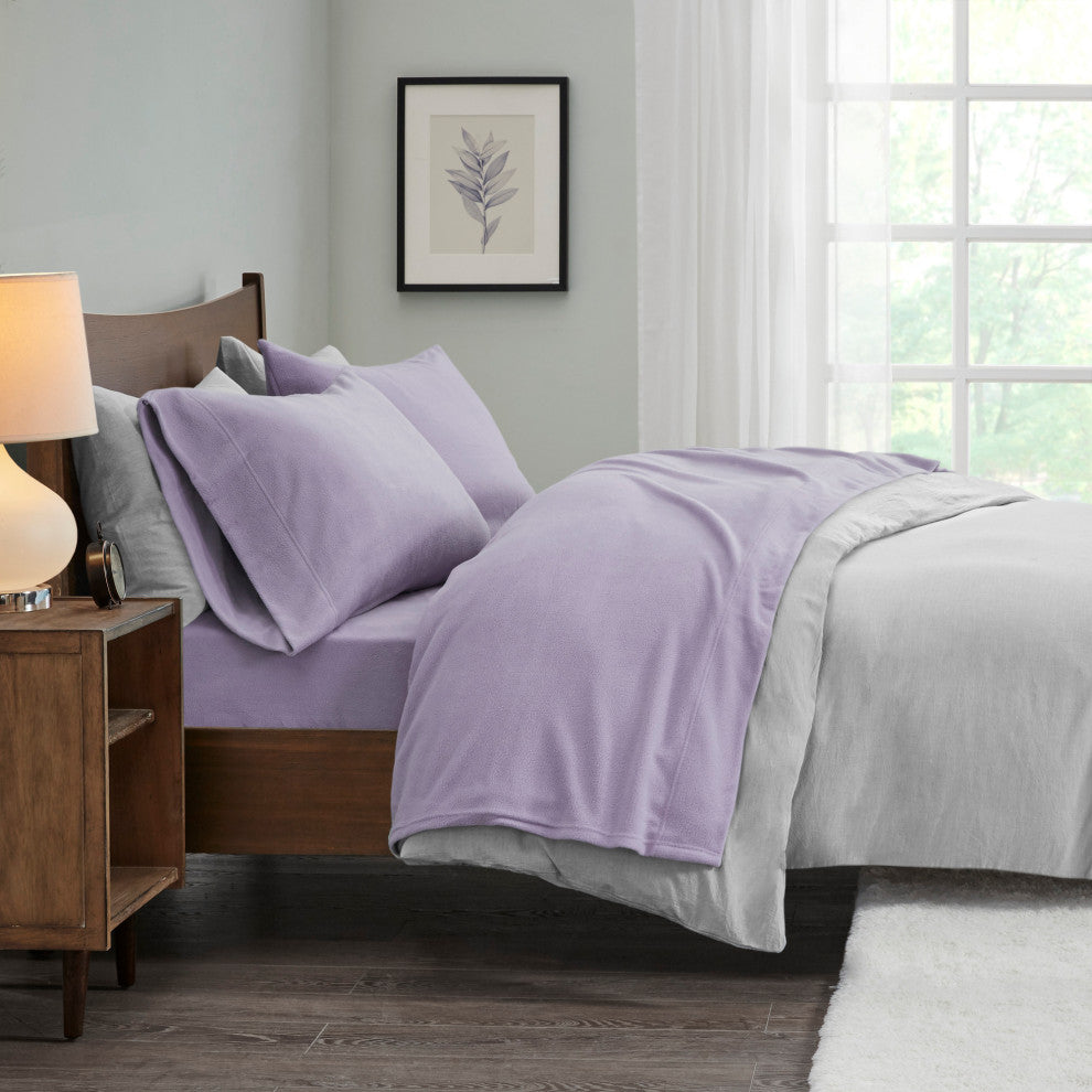 True North by Sleep Philosophy Knitted Micro Fleece Solid Sheet Set, Queen