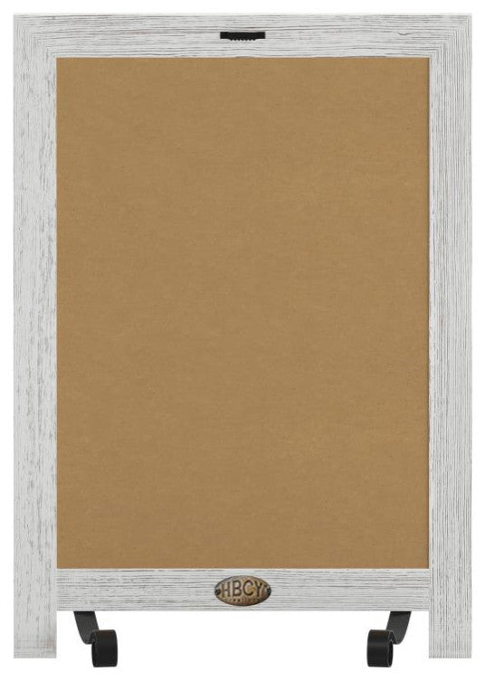 Canterbury Magnetic Chalkboard WithMetal Scrolled Legs, Hang or Countertop Board, 12" X 17" - White Wash