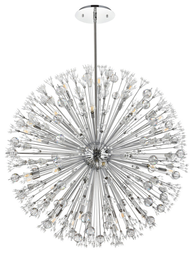 Victor 50" Crystal Starburst Round Pendant, Chrome