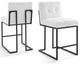 Counter Stool Chair, Set of 2, Fabric, Metal, Black White, Modern, Bar Pub
