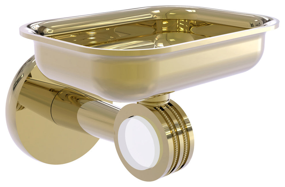 Clearview Wall Mounted Soap Dish Holder with Dotted Accents, Satin Nickel