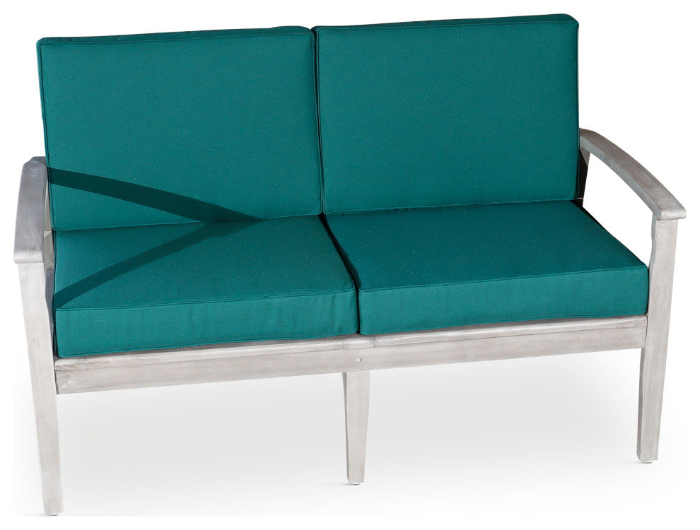 DTY Outdoor Living Longs Peak Eucalyptus Loveseat w/ Cushion, Silver Gray, Dark