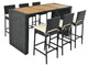 7 Pieces Outdoor Patio Bar Furniture Rattan Dining Table Set With Dining Chairs