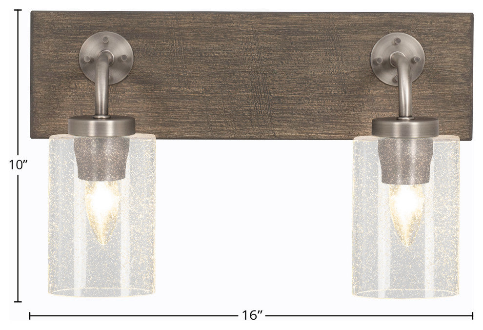 Oxbridge, 2 Light Bath Bar, Graphite & Painted Distressed Metal, 4" Clear Bubble