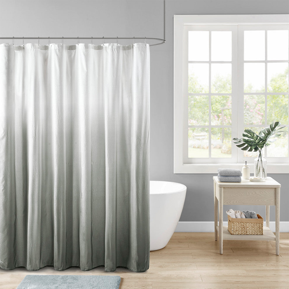 Madison Park Ara Embossed Ombre Shower Curtain, Grey, Grey