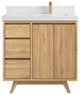 Madison Teak 36 Right Offset Bath Vanity in Light Natural 2" Empira Quartz