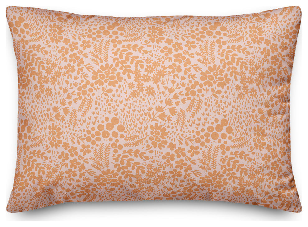 Orange Dainty Floral 20x14 Spun Poly Pillow