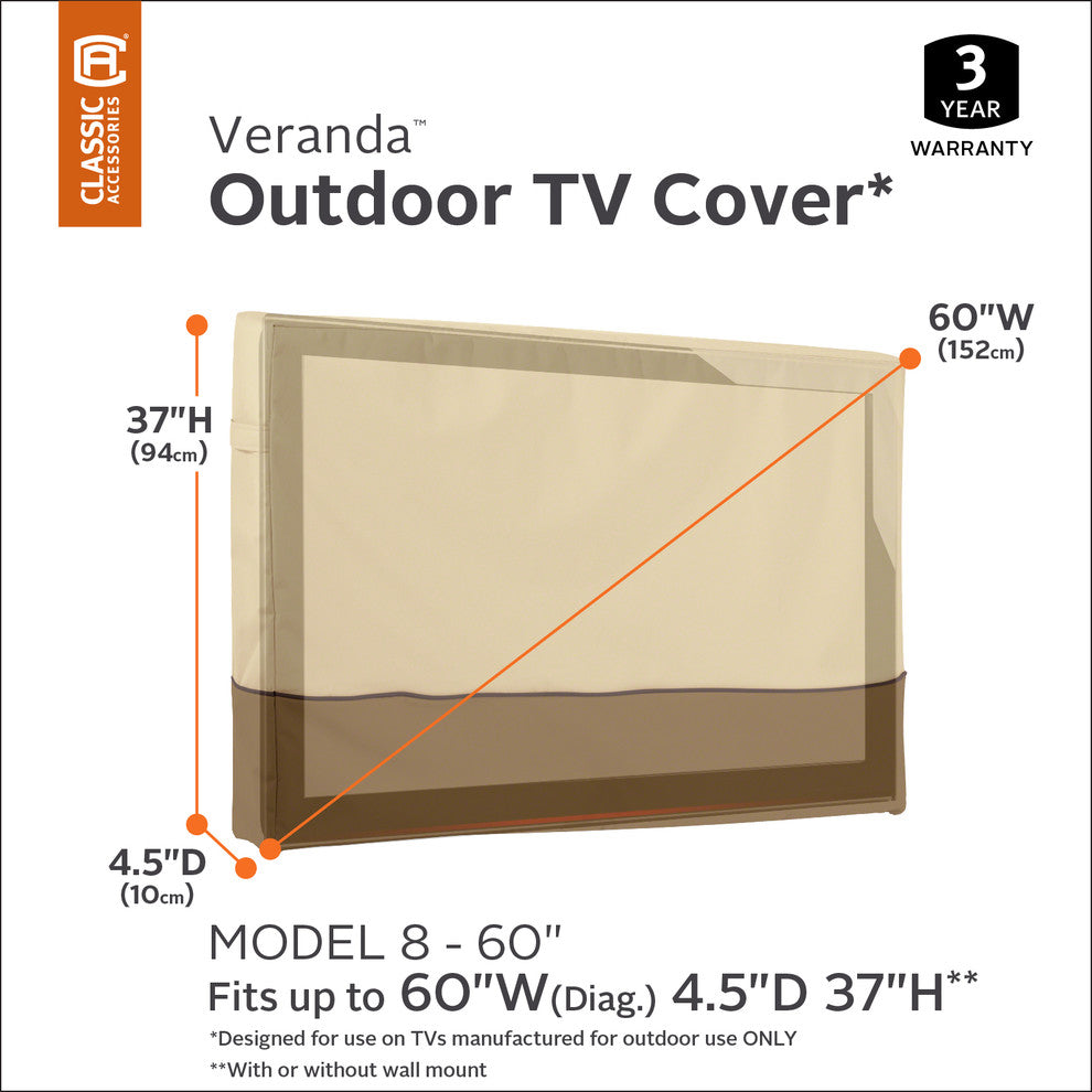 Veranda Outdoor TV Cover-Durable and Water Resistant Outdoor Cover, 60" TVs